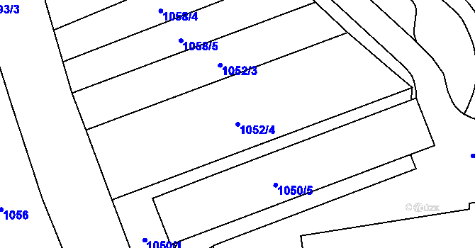 Parcela st. 1052/4 v KÚ Blansko, Katastrální mapa