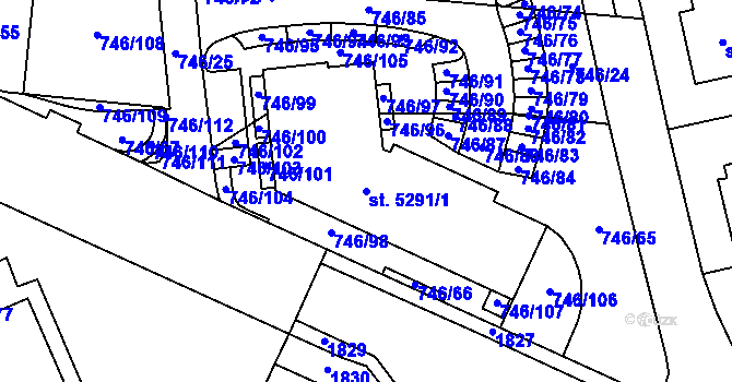 Parcela st. 5291/1 v KÚ Blansko, Katastrální mapa