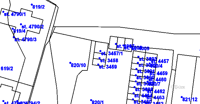 Parcela st. 3457/1 v KÚ Blansko, Katastrální mapa