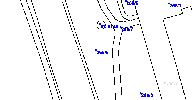 Parcela st. 266/6 v KÚ Blansko, Katastrální mapa