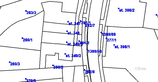 Parcela st. 281/2 v KÚ Blansko, Katastrální mapa