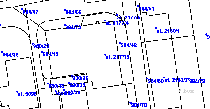Parcela st. 2177/3 v KÚ Blansko, Katastrální mapa