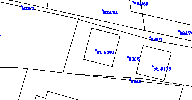 Parcela st. 5340 v KÚ Blansko, Katastrální mapa