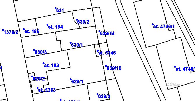 Parcela st. 5346 v KÚ Blansko, Katastrální mapa