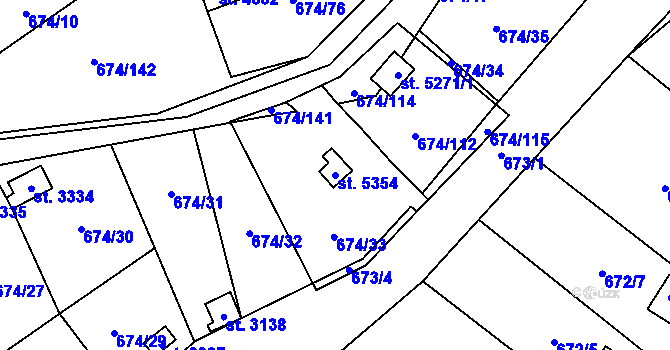 Parcela st. 5354 v KÚ Blansko, Katastrální mapa