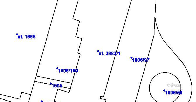 Parcela st. 3983/1 v KÚ Blansko, Katastrální mapa