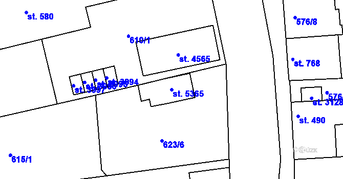 Parcela st. 5365 v KÚ Blansko, Katastrální mapa