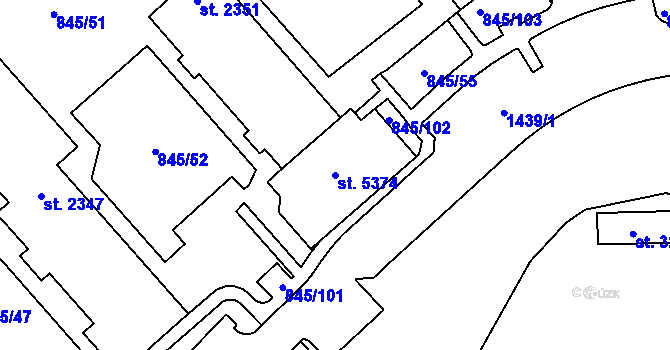 Parcela st. 5374 v KÚ Blansko, Katastrální mapa