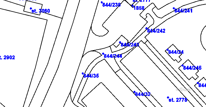 Parcela st. 844/244 v KÚ Blansko, Katastrální mapa