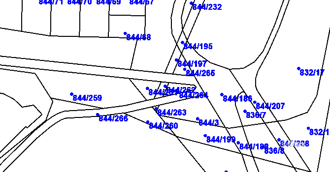 Parcela st. 844/262 v KÚ Blansko, Katastrální mapa