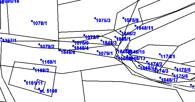 Parcela st. 1079/1 v KÚ Blansko, Katastrální mapa