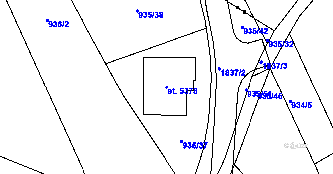 Parcela st. 5378 v KÚ Blansko, Katastrální mapa