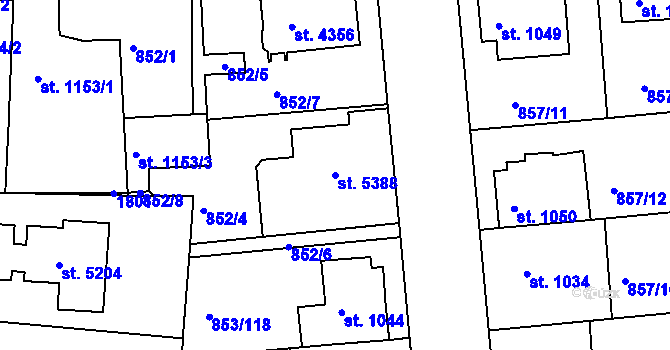 Parcela st. 5388 v KÚ Blansko, Katastrální mapa