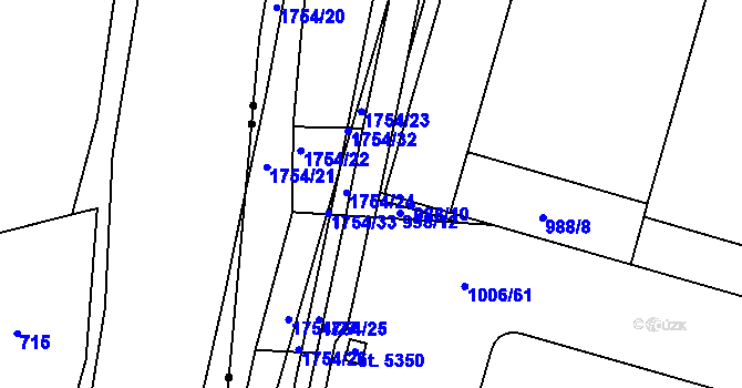 Parcela st. 988/18 v KÚ Blansko, Katastrální mapa