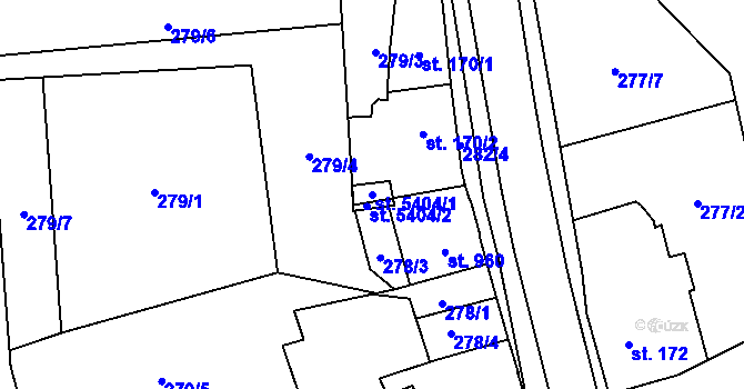 Parcela st. 5404/1 v KÚ Blansko, Katastrální mapa