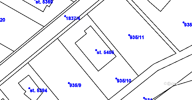 Parcela st. 5406 v KÚ Blansko, Katastrální mapa