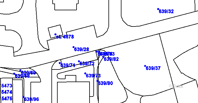 Parcela st. 639/83 v KÚ Blansko, Katastrální mapa