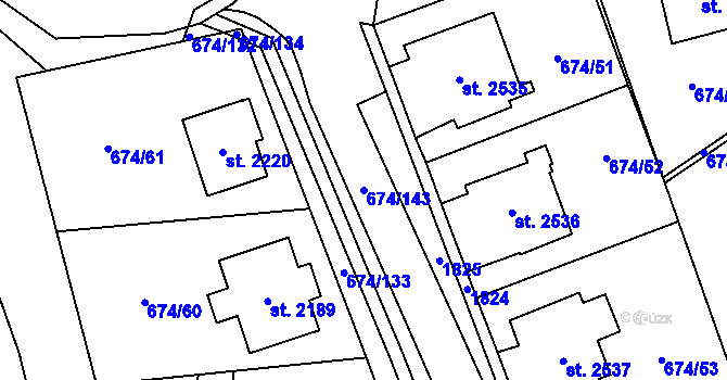 Parcela st. 674/143 v KÚ Blansko, Katastrální mapa