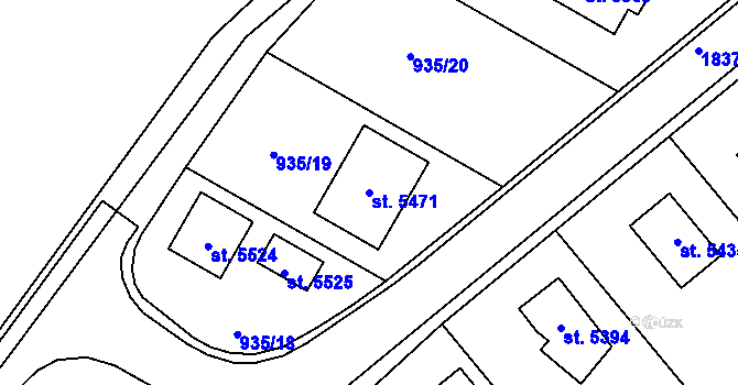 Parcela st. 5471 v KÚ Blansko, Katastrální mapa