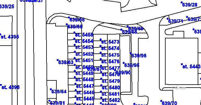 Parcela st. 5475 v KÚ Blansko, Katastrální mapa