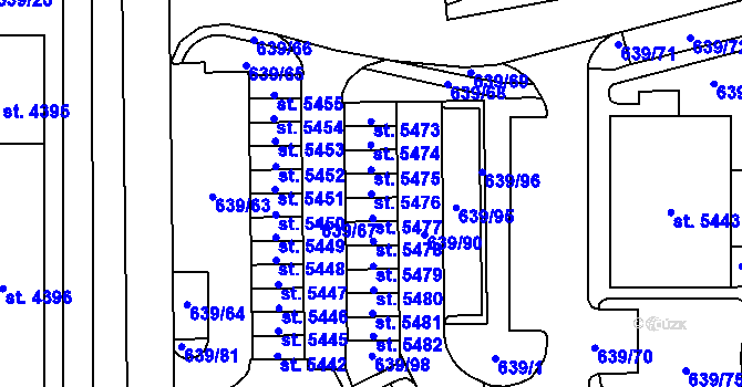 Parcela st. 5476 v KÚ Blansko, Katastrální mapa