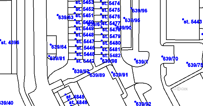 Parcela st. 5482 v KÚ Blansko, Katastrální mapa