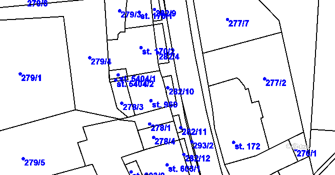 Parcela st. 282/10 v KÚ Blansko, Katastrální mapa