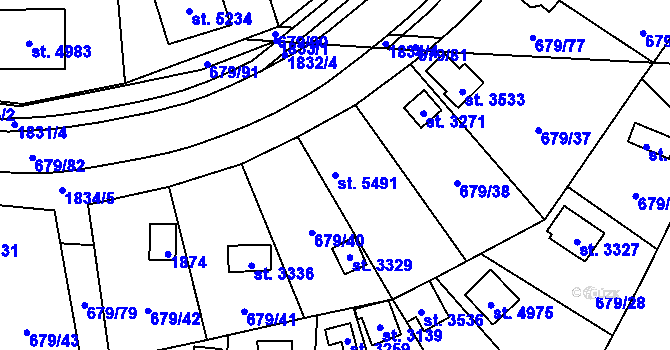 Parcela st. 5491 v KÚ Blansko, Katastrální mapa