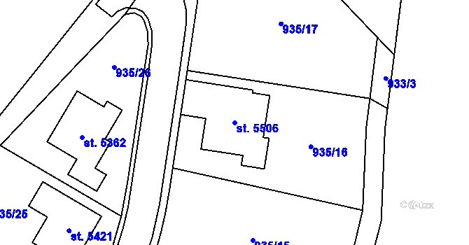 Parcela st. 5506 v KÚ Blansko, Katastrální mapa
