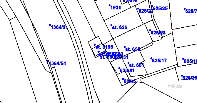 Parcela st. 5507 v KÚ Blansko, Katastrální mapa