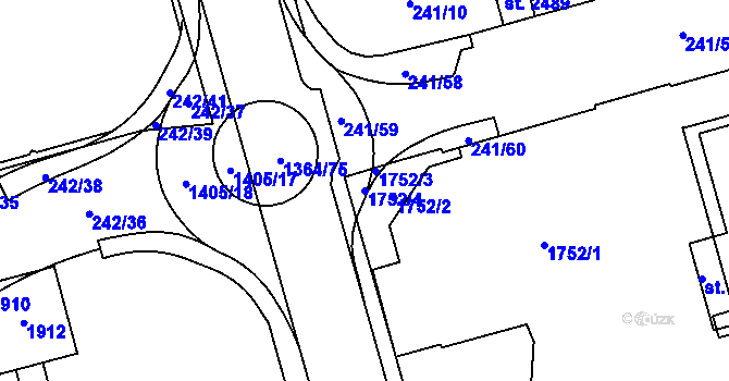 Parcela st. 1752/4 v KÚ Blansko, Katastrální mapa