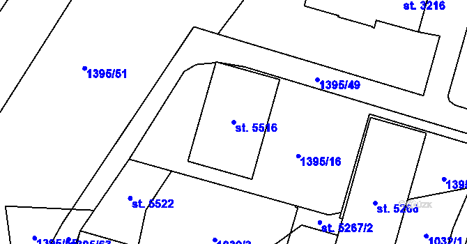 Parcela st. 5516 v KÚ Blansko, Katastrální mapa