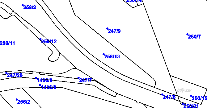 Parcela st. 258/13 v KÚ Blansko, Katastrální mapa