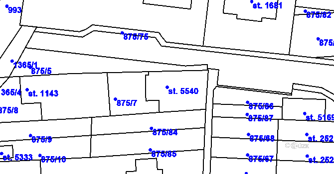 Parcela st. 5540 v KÚ Blansko, Katastrální mapa