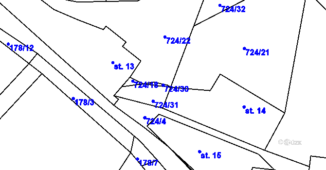 Parcela st. 724/30 v KÚ Blatce, Katastrální mapa