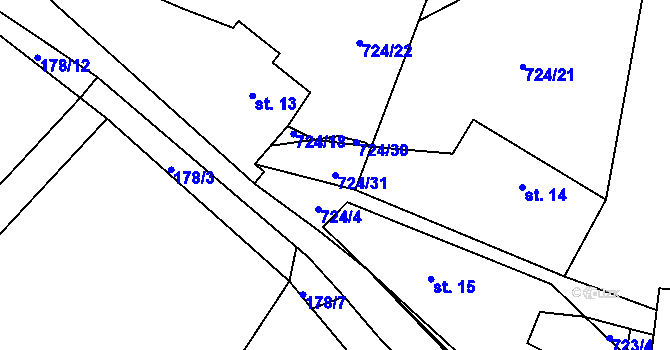 Parcela st. 724/31 v KÚ Blatce, Katastrální mapa