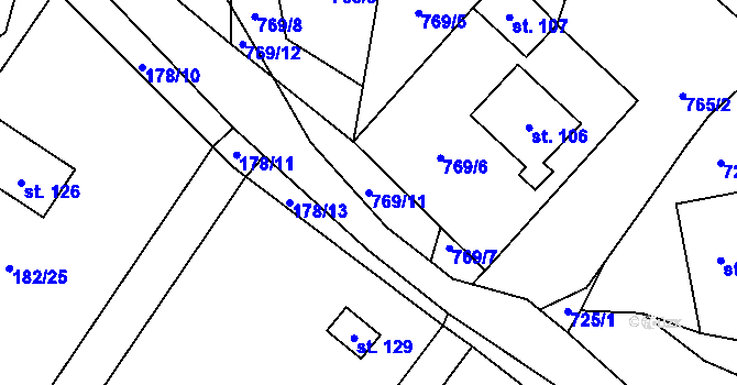 Parcela st. 769/11 v KÚ Blatce, Katastrální mapa