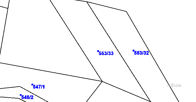 Parcela st. 553/33 v KÚ Blatce, Katastrální mapa