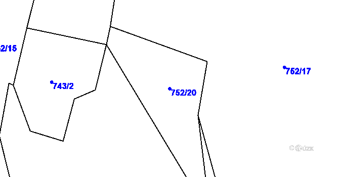 Parcela st. 752/20 v KÚ Blatce, Katastrální mapa