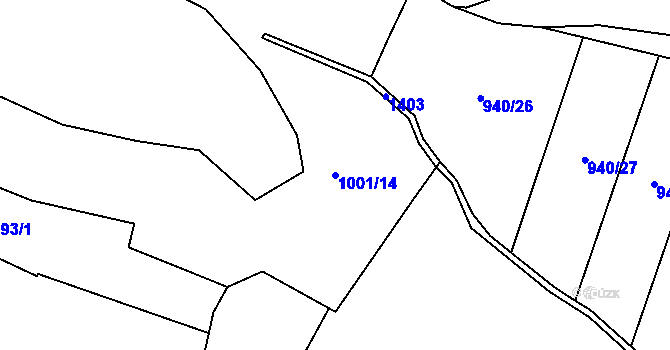 Parcela st. 1001/14 v KÚ Blatce, Katastrální mapa