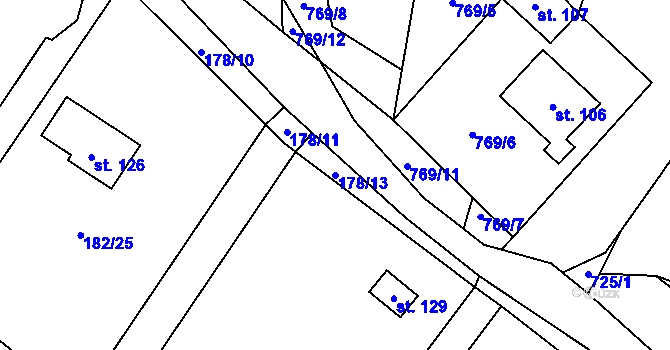 Parcela st. 178/13 v KÚ Blatce, Katastrální mapa