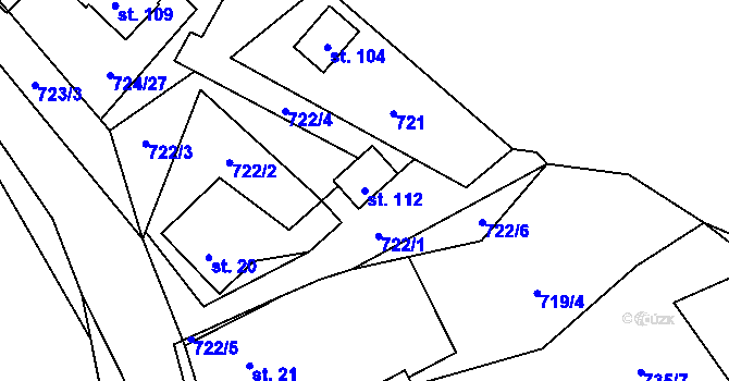 Parcela st. 112 v KÚ Blatce, Katastrální mapa