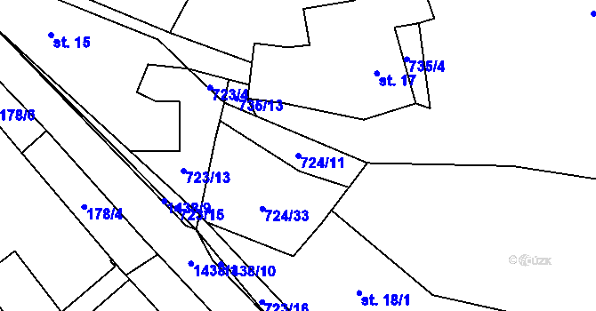 Parcela st. 724/11 v KÚ Blatce, Katastrální mapa