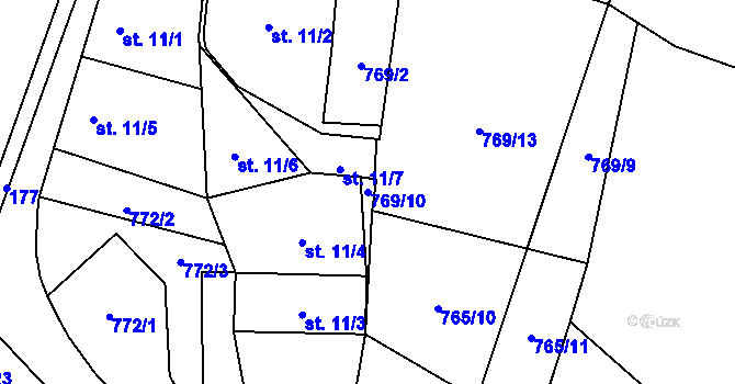 Parcela st. 769/10 v KÚ Blatce, Katastrální mapa