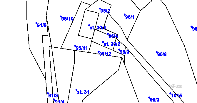 Parcela st. 95/12 v KÚ Houska, Katastrální mapa