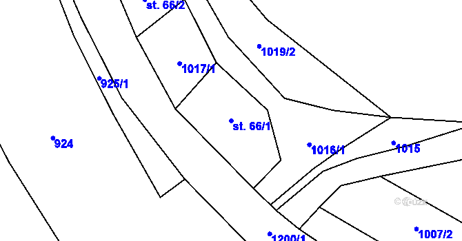 Parcela st. 66/1 v KÚ Tubož, Katastrální mapa