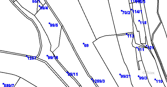 Parcela st. 69 v KÚ Tubož, Katastrální mapa
