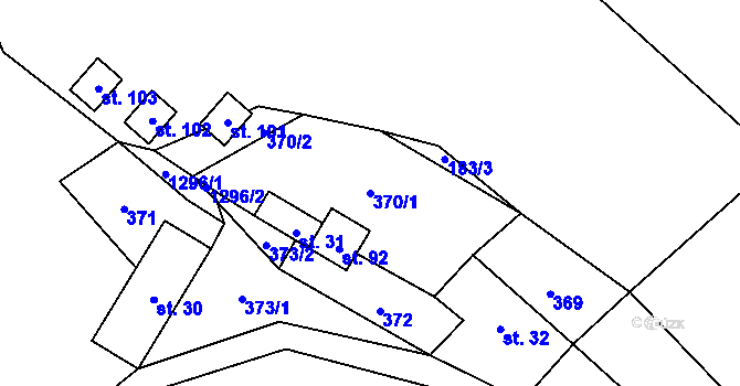 Parcela st. 370/1 v KÚ Tubož, Katastrální mapa