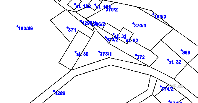 Parcela st. 373/1 v KÚ Tubož, Katastrální mapa