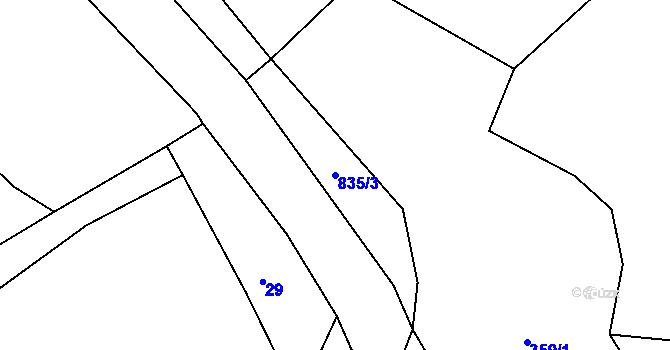 Parcela st. 835/3 v KÚ Tubož, Katastrální mapa